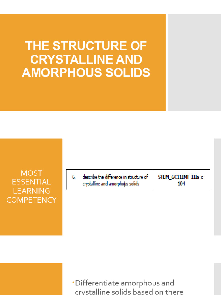 2 Student The Structure of Crystlline and Amorphous Solids | PDF | Salt ...