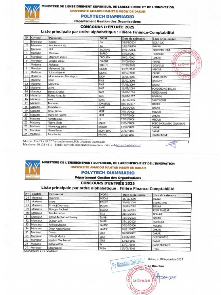 Admis FC DG0 | PDF