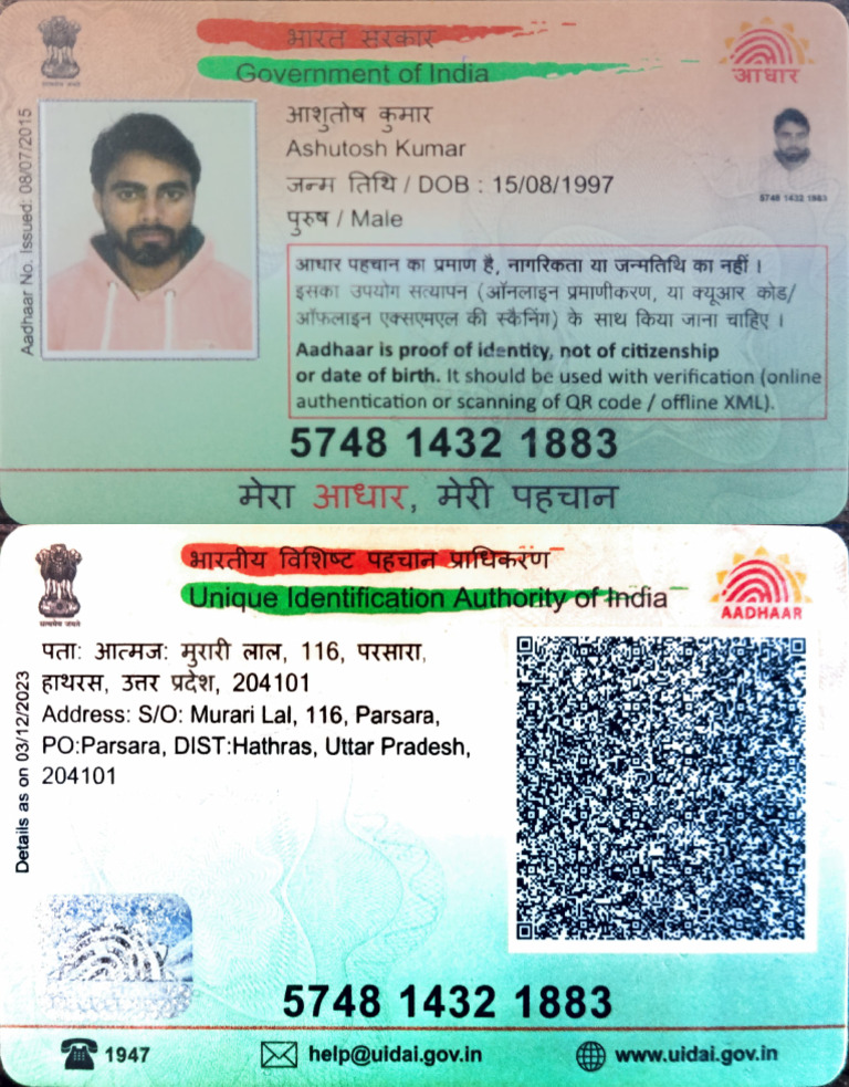 Aadhaar Card Details for Ashutosh Kumar | PDF