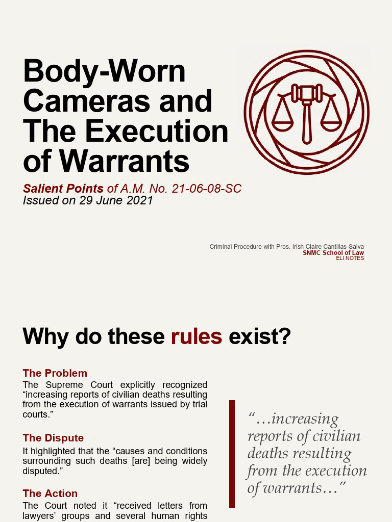 Body-Worn Cameras in Criminal Warrants | PDF | Search Warrant | Arrest