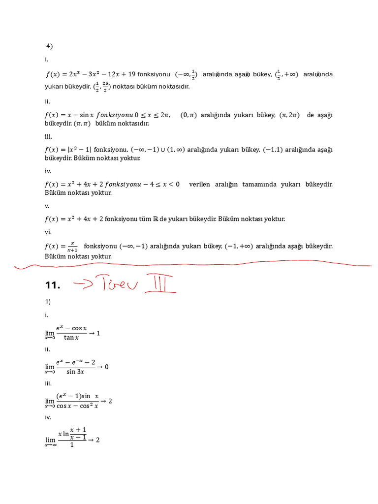 Türev 3 - Problemler - Cevaplar | PDF
