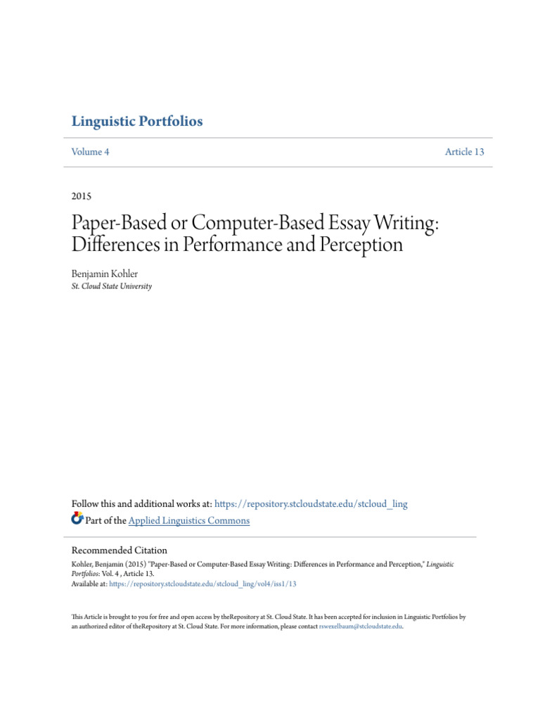 Paper-Based or Computer-Based Essay Writing | PDF | English As A Second ...