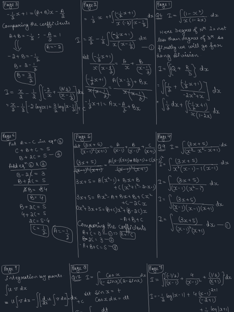 XII Maths 30th Aug 25 Integration | PDF