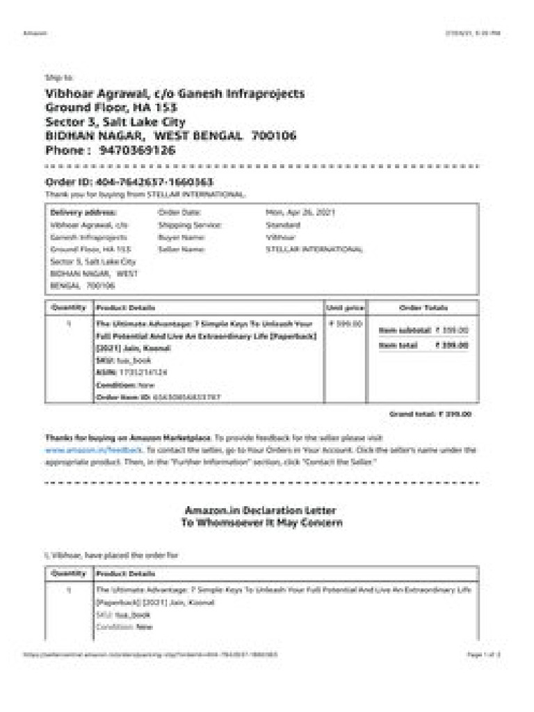 Amazon Packing List Image | PDF