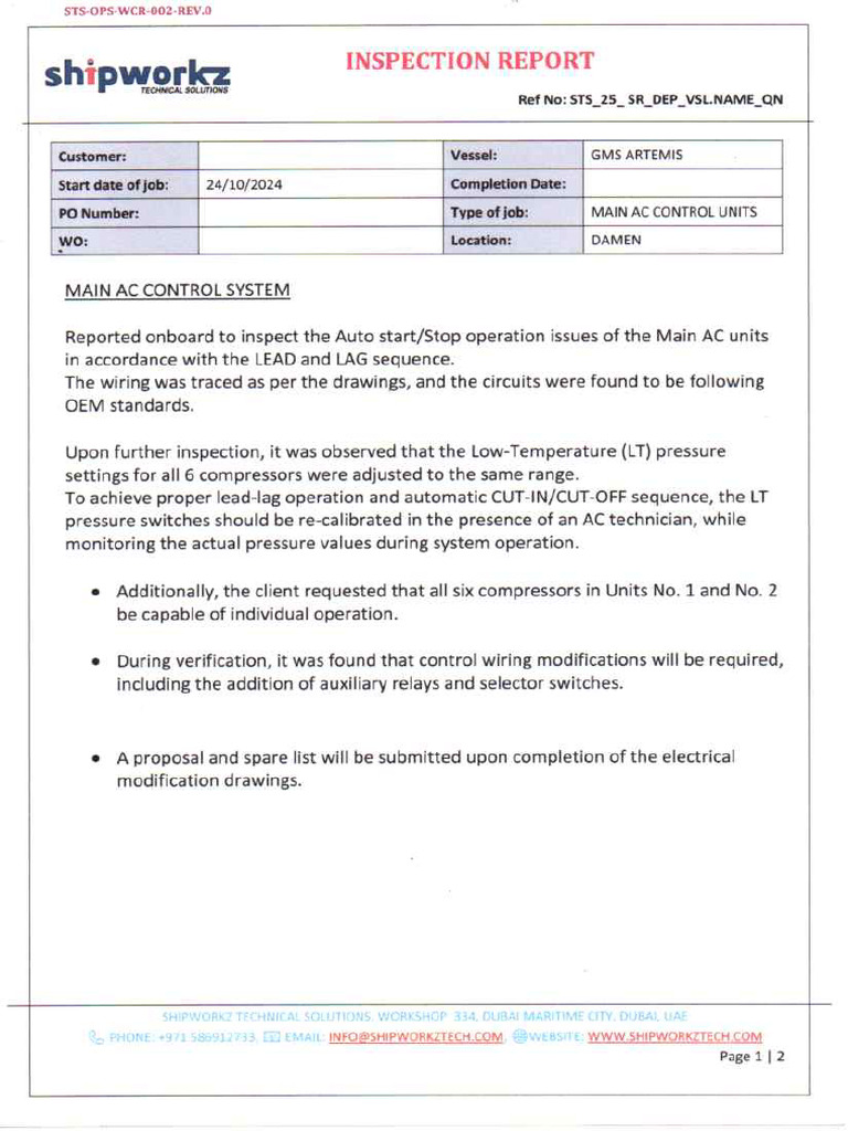 Ac Inspection Report | PDF