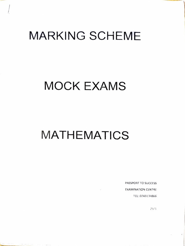 Mathematics Mock Exam Marking Scheme | PDF | Geometry | Mathematics
