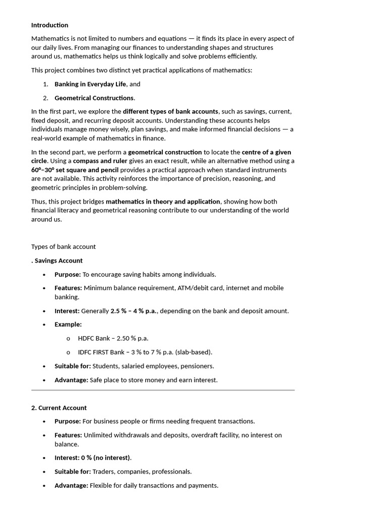 Practical Applications of Mathematics | PDF | Perpendicular | Banks