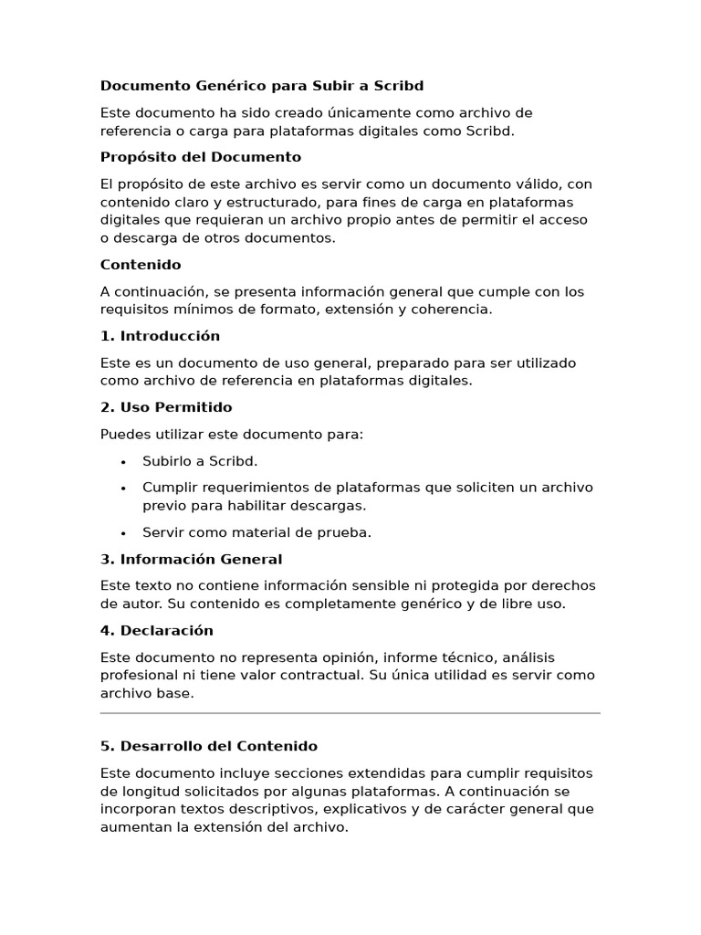 Documento Genérico para Scribd | PDF | Archivo de computadora | Documento