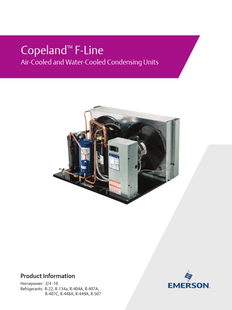 Copeland F-Line Condensing Units Guide | PDF | Refrigeration ...