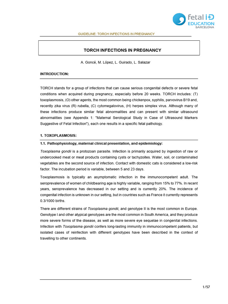 TORCH Infections in Pregnancy Guidelines | PDF | Polymerase Chain ...