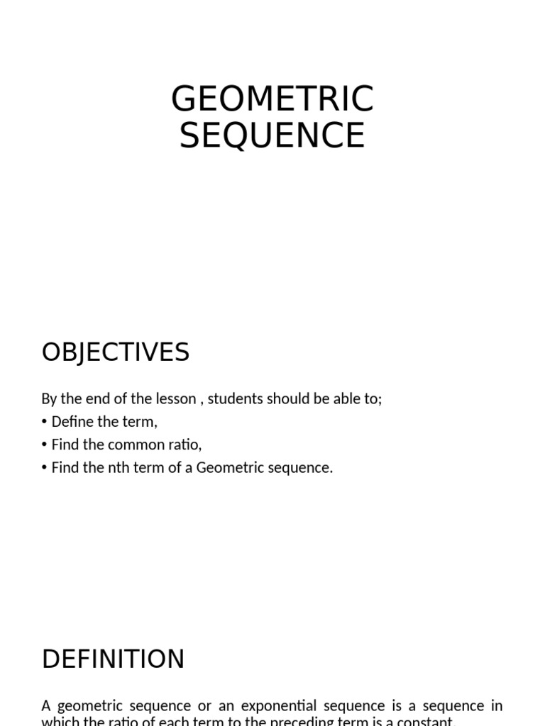 FURTHER MATH - SS1 Geometric Sequence | PDF