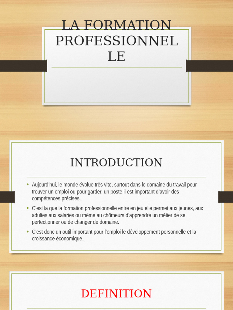 La Formation Professionnelle | PDF | Chômage | Développement professionnel