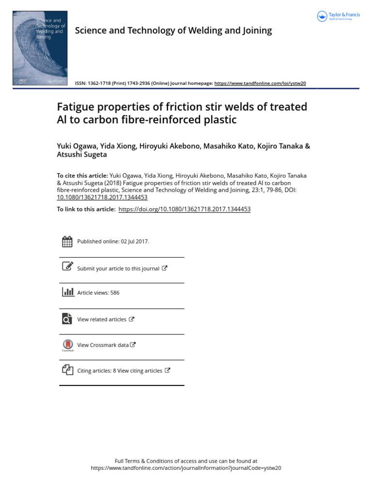 Ogawa-2018-Fatigue Properties of Friction Stir | PDF | Welding ...