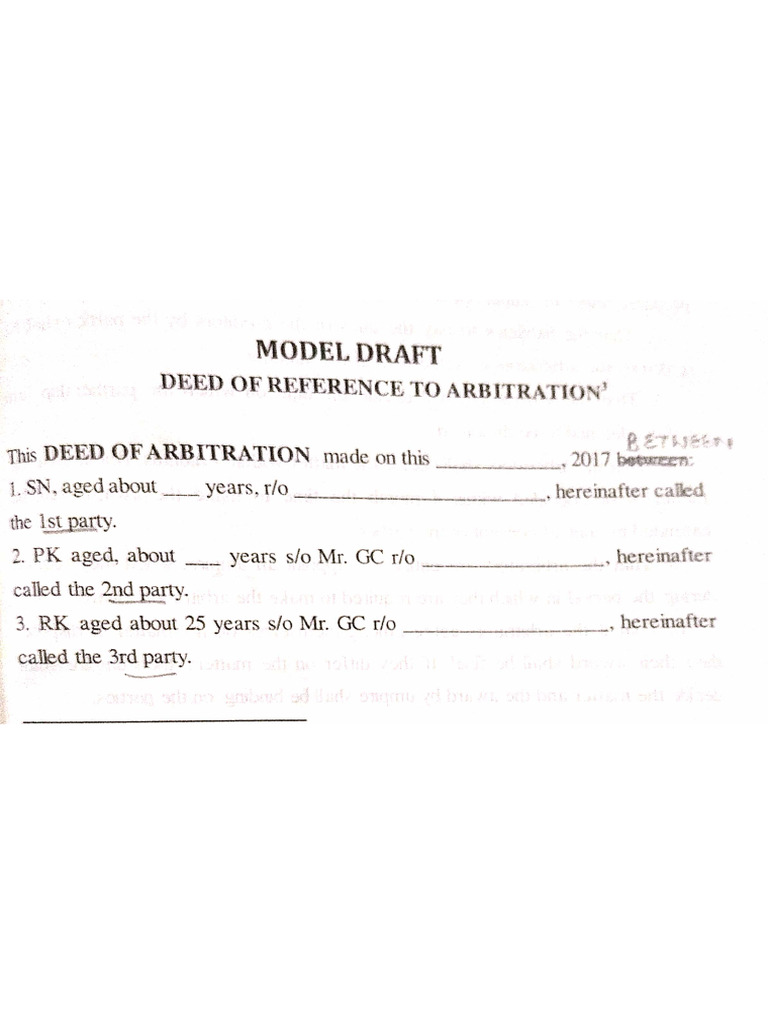 Deed of Reference To Arbitration | PDF