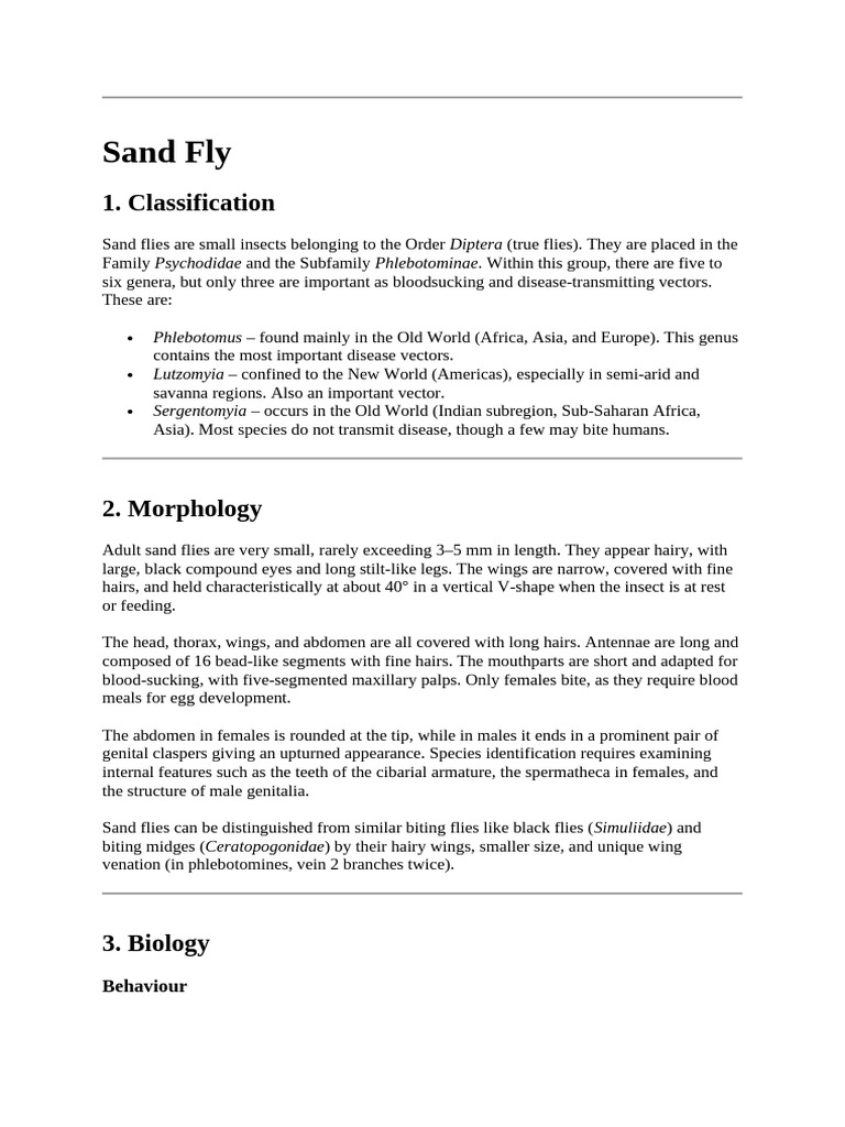 Sand Fly: Disease Vectors and Biology | PDF | Fly