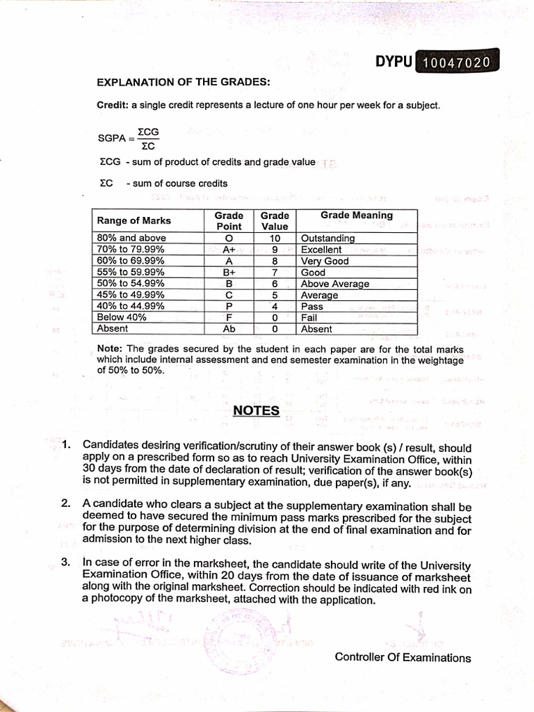 6th Sem Marksheet Calculation | PDF
