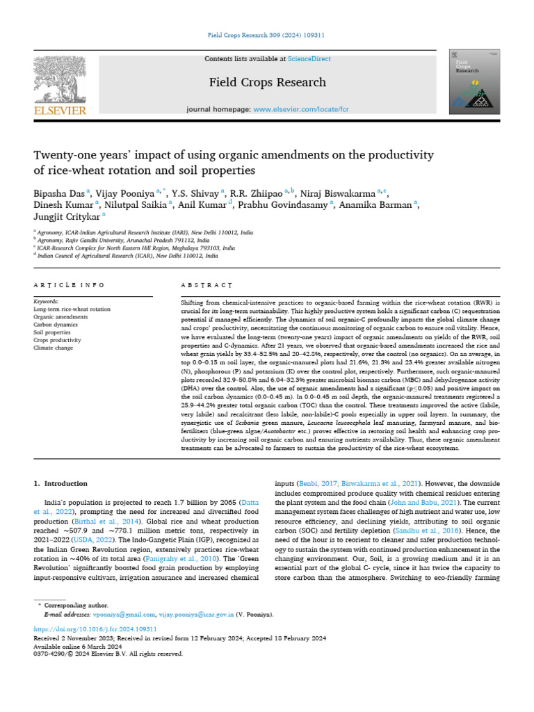 2 - Das Et Al - 2024 - Twenty-One Years - Rice-Wheat Rotation and Soil ...