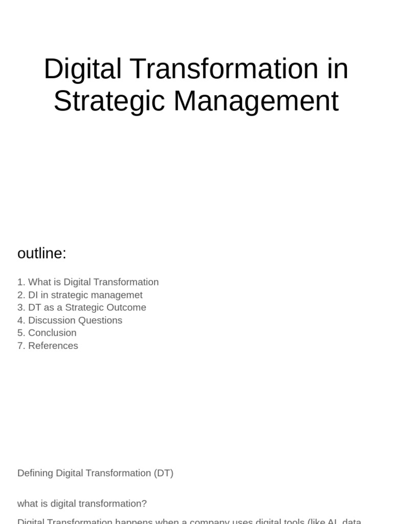 Digital Transformation in Strategic Management | PDF | Strategic ...