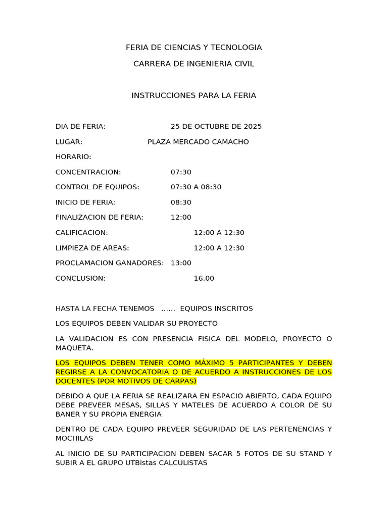 Instrucciones Feria de Ciencias 2025 | PDF