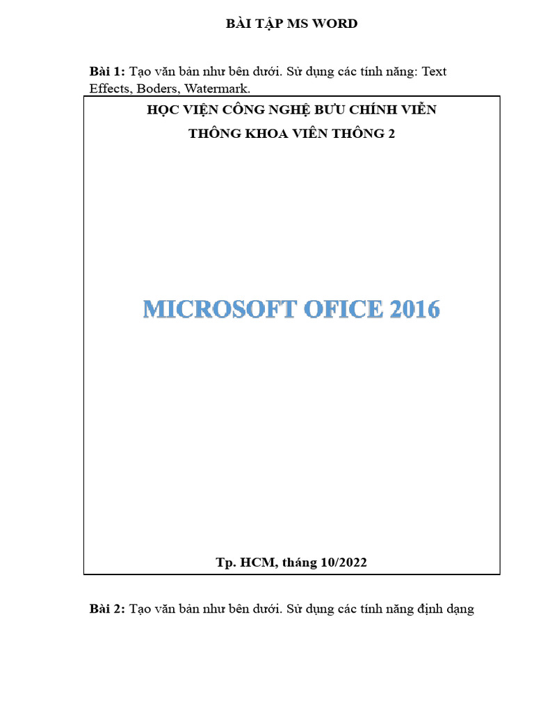 Bai tap MS Word | PDF