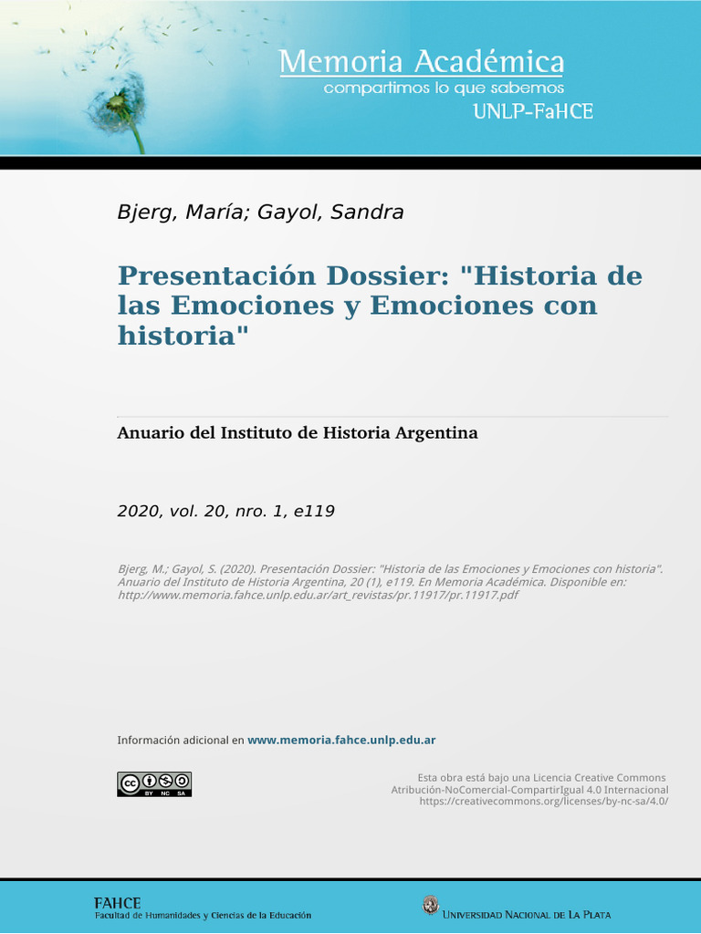 Historia y Emociones: Dossier 2020 | PDF | Las emociones | Experiencia