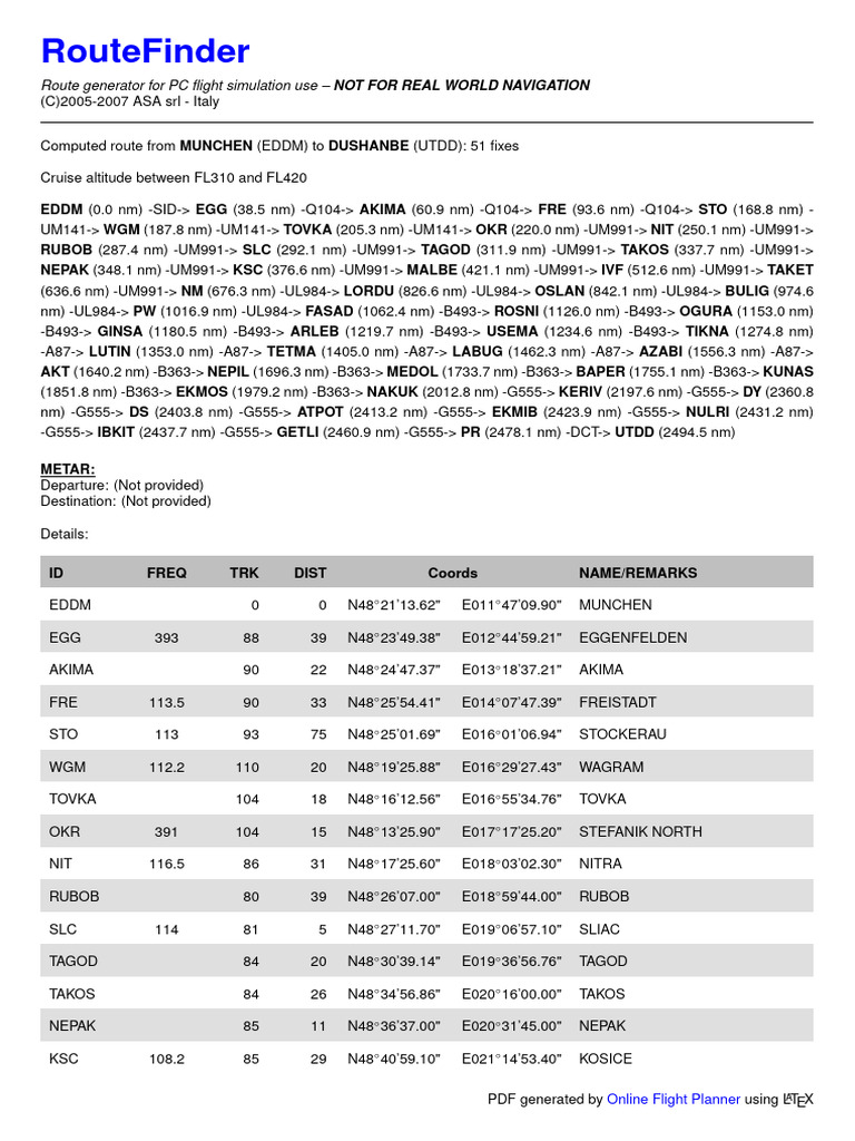 EDDM-UTDD | PDF | Aviation | Aircraft