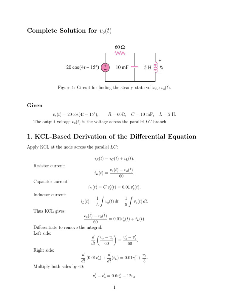 Steady-State Voltage Analysis for LC Circuit | PDF | Computer ...