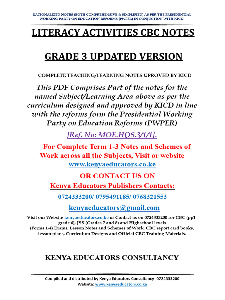 Lit Grade 3 Simplified Notes Sample | PDF