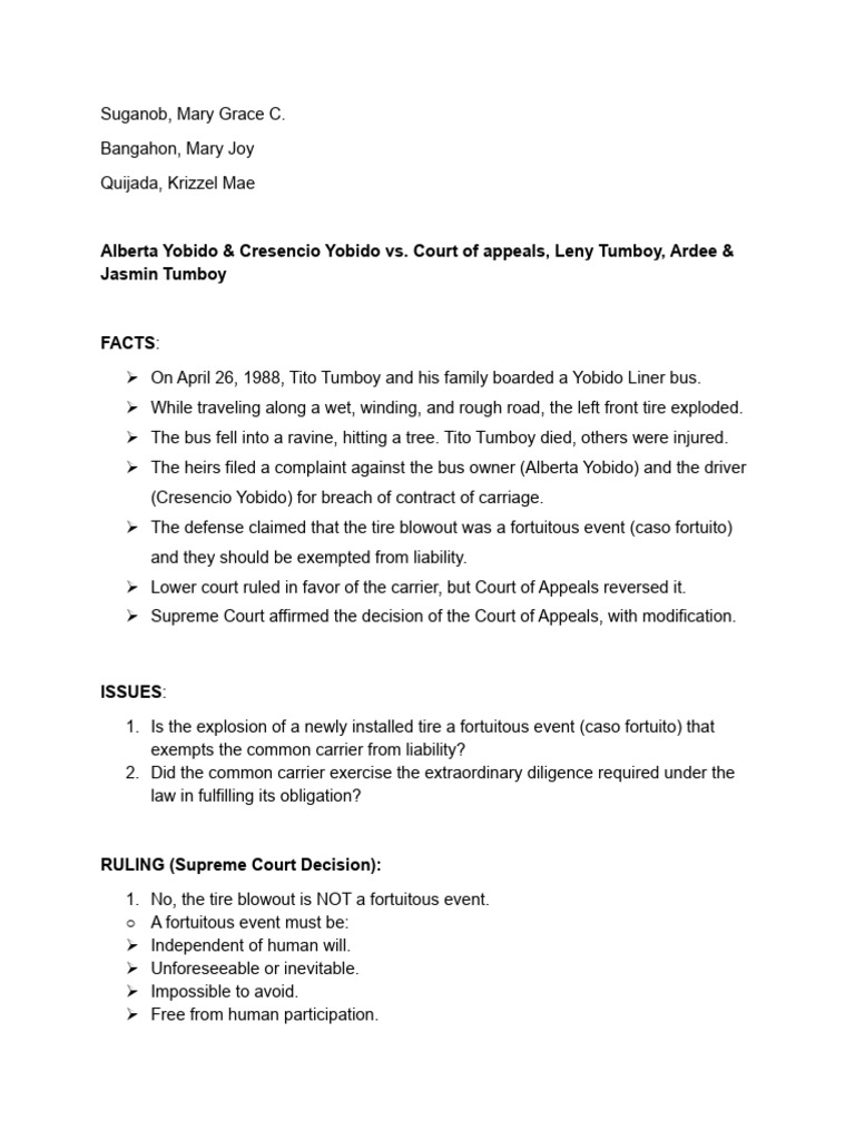 Supreme Court Ruling on Bus Accident Liability | PDF | Negligence ...