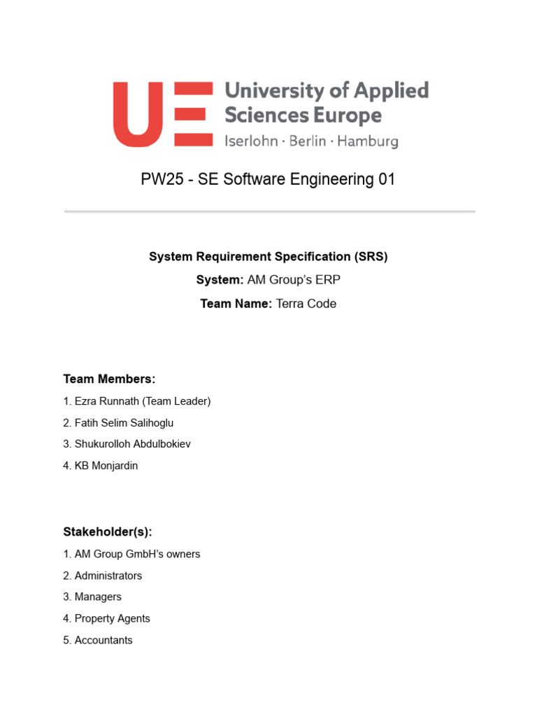 AM Group ERP System Requirements SRS | PDF | Graphical User Interfaces ...