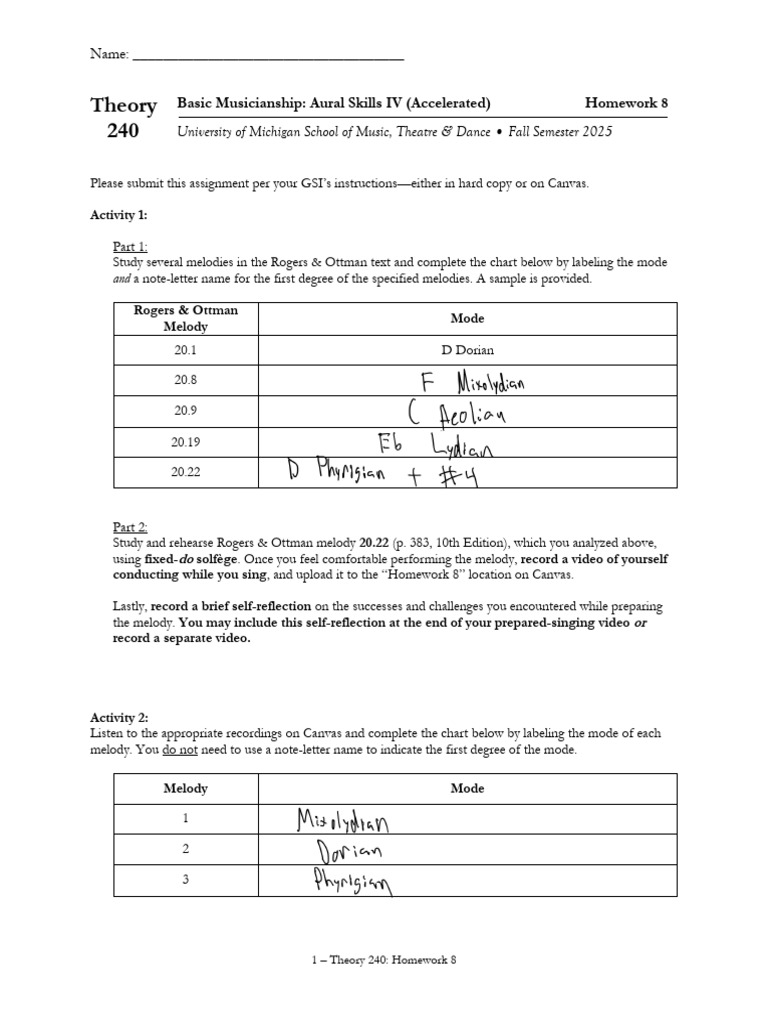 Homework 8 | PDF | Music Theory | Musical Techniques