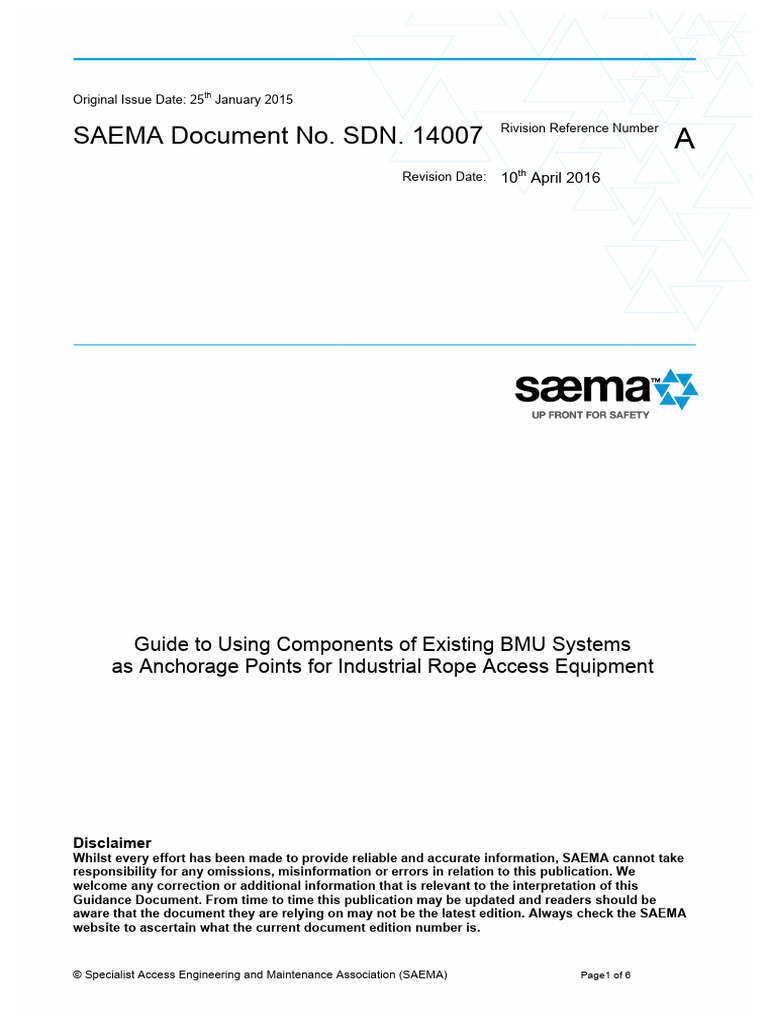 14007A SAEMA Guidance Using Existing BMU Rope Access | PDF | Anchor
