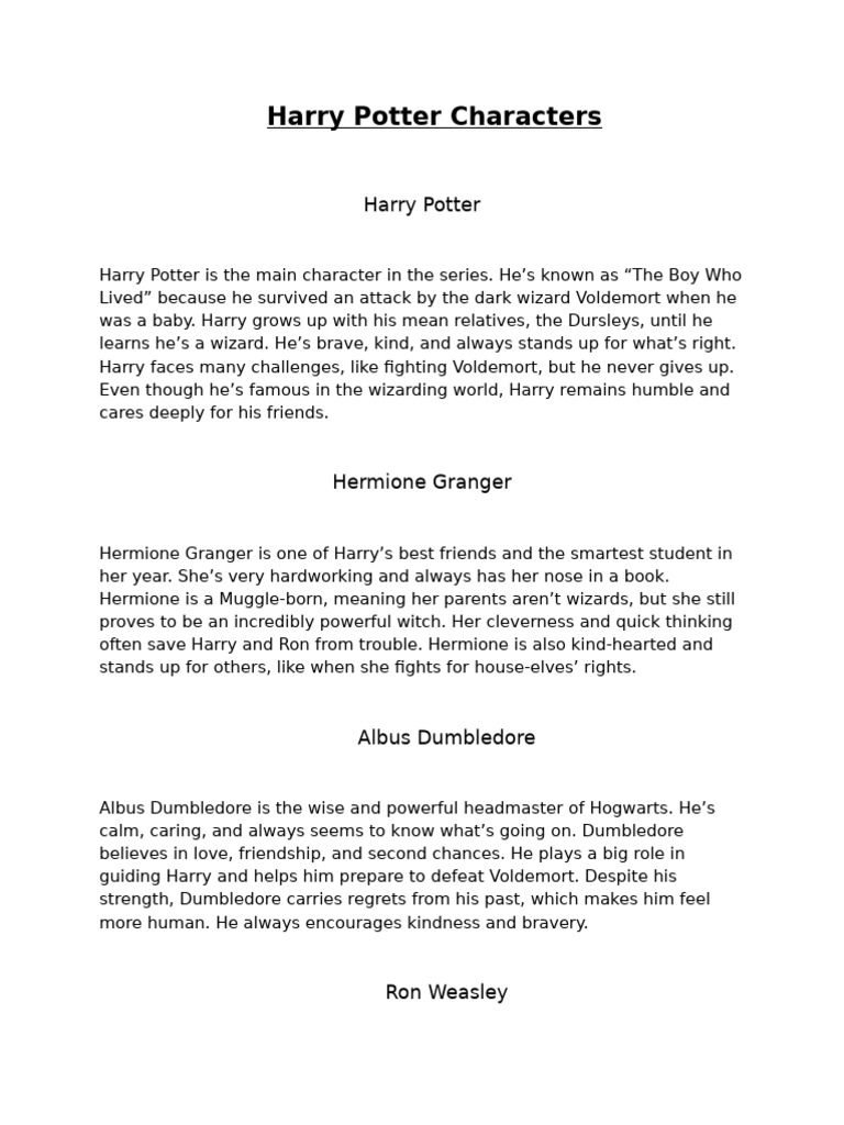 Key Characters in Harry Potter Series | PDF | Harry Potter | J. K. Rowling