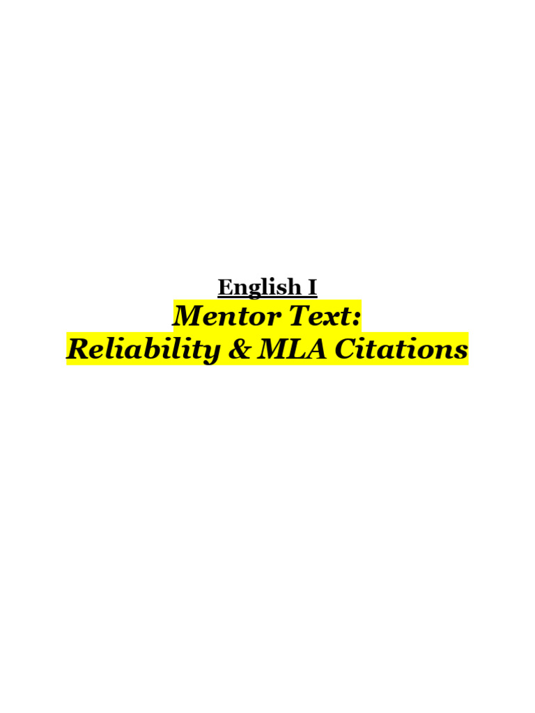 Copy of Unit 1 Citations Mentor Text | PDF