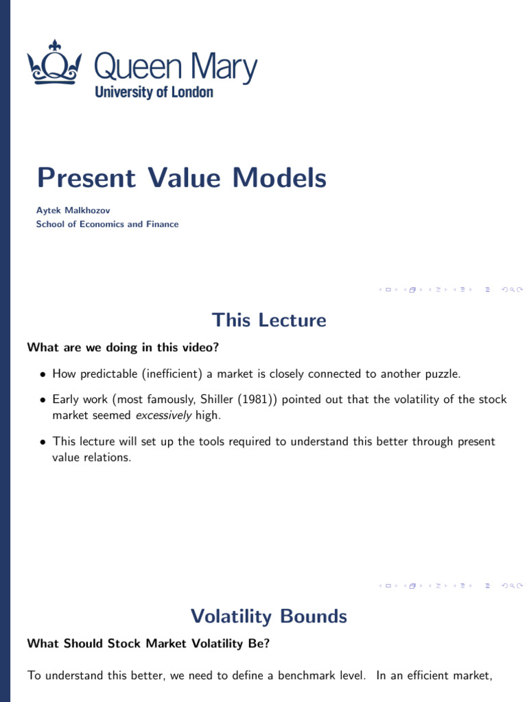Understanding Present Value Models | PDF | Vector Autoregression ...