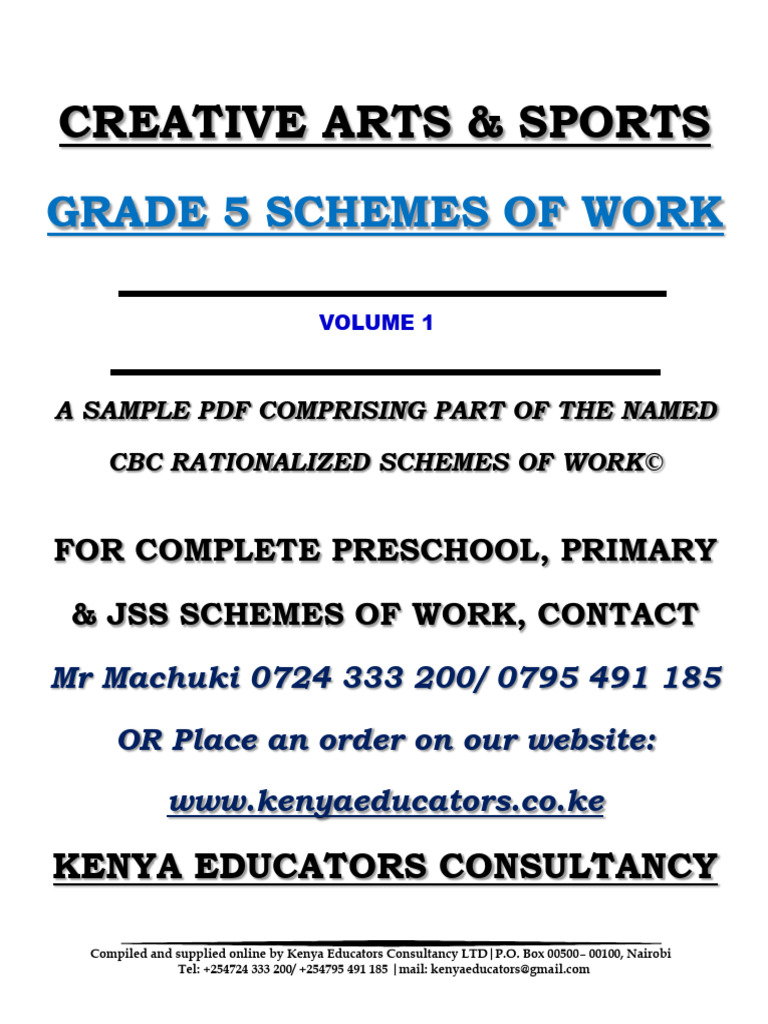 Grade 5 Creative Arts Schemes of Work | PDF
