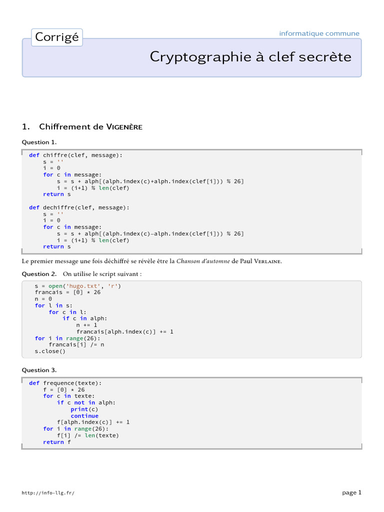 Cryptographie : Chiffrement et Échange de Clés | PDF | Mathématiques ...