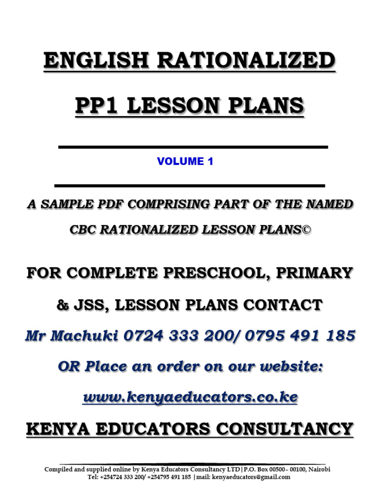Eng PP1 Lesson Plans Sample | PDF | Learning | Communication