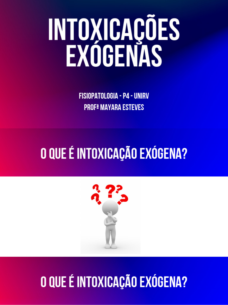 Intoxicações Exógenas: Fisiopatologia e Tratamento | PDF | Opioide ...