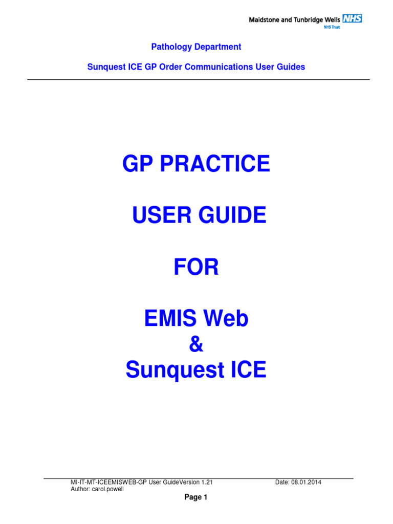 EMIS Web & ICE User Guide for GPs | PDF | Printer (Computing) | Software