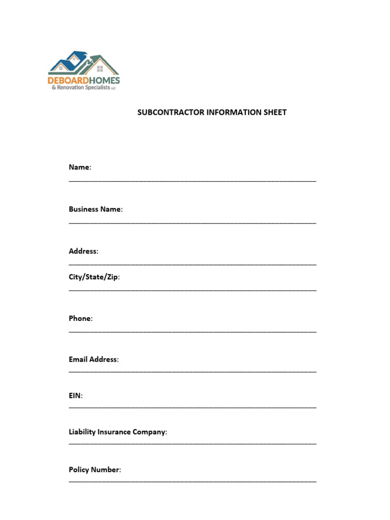 Subcontractor Information & W-9 Form | PDF | Limited Liability Company ...