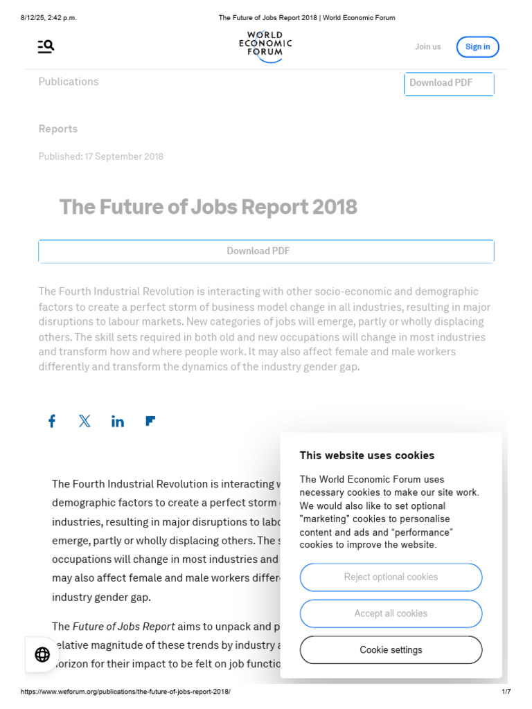 Future of Jobs 2018 Report Insights | PDF | Labour Economics | Economics