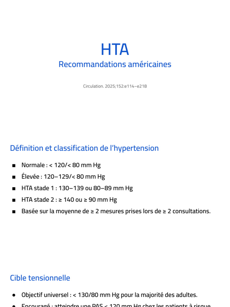 Recommandations HTA 2025 : Classification et Traitement | PDF ...