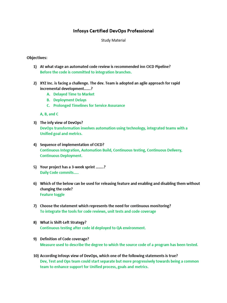 Infosys DevOps Certification Study Guide | PDF | Software Repository ...