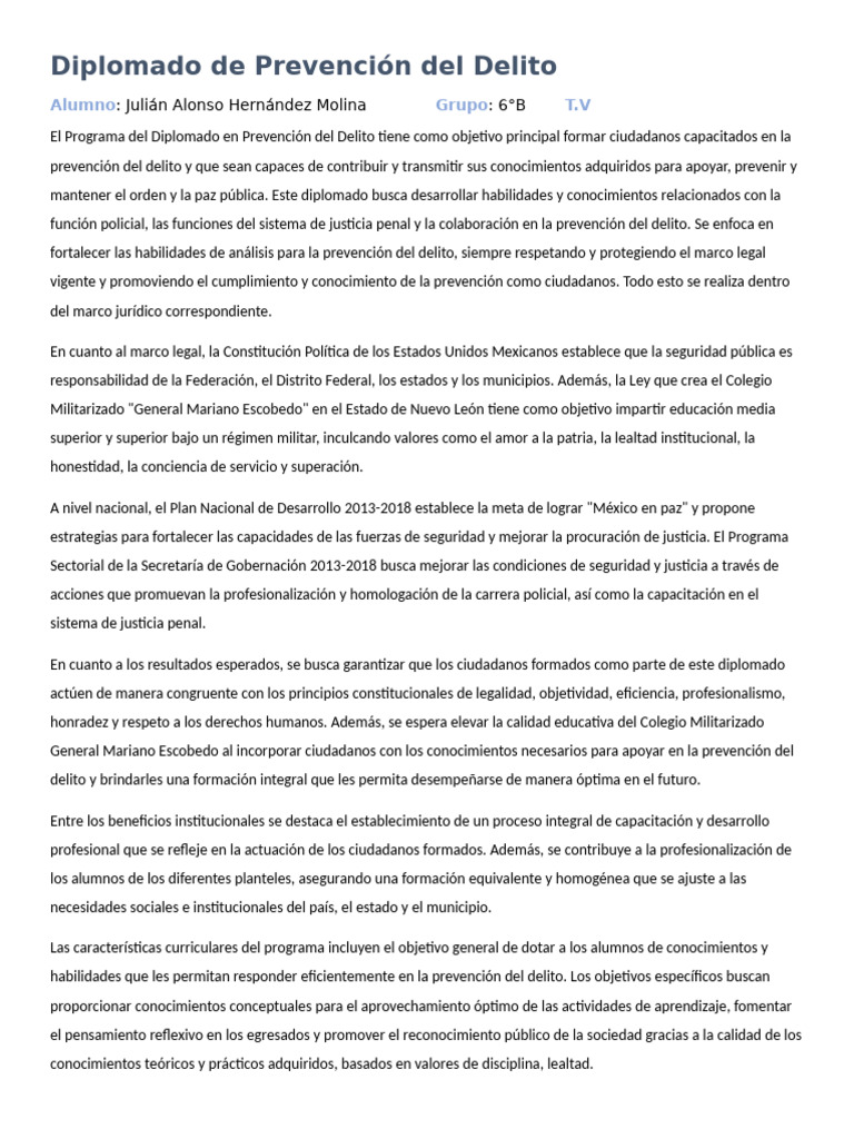 Diplomado en Prevención del Delito | PDF | Criminología | Policía