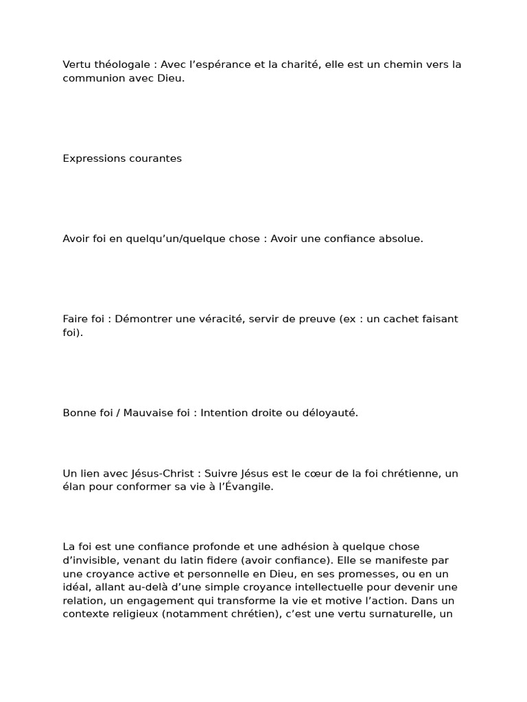 Comprendre la foi chrétienne et ses vertus | PDF | Foi | Dieu