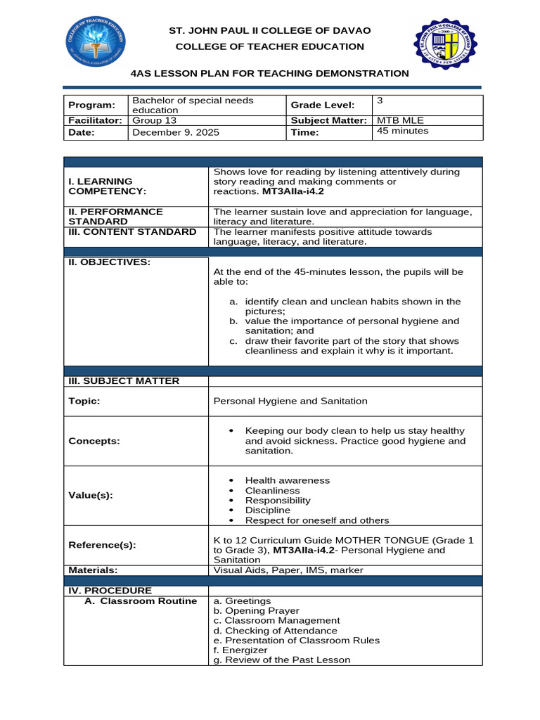 MTB MLE Lesson Plan 1 | PDF