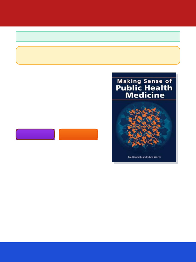 Making Sense of Public Health Medicine 1st Edition Connelly Ebook Pro ...