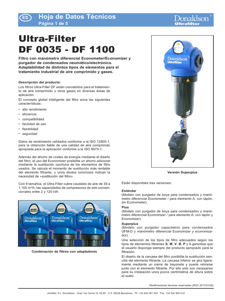 Filtros Ultra-Filter DF: Eficiencia y Adaptabilidad | PDF | Filtración