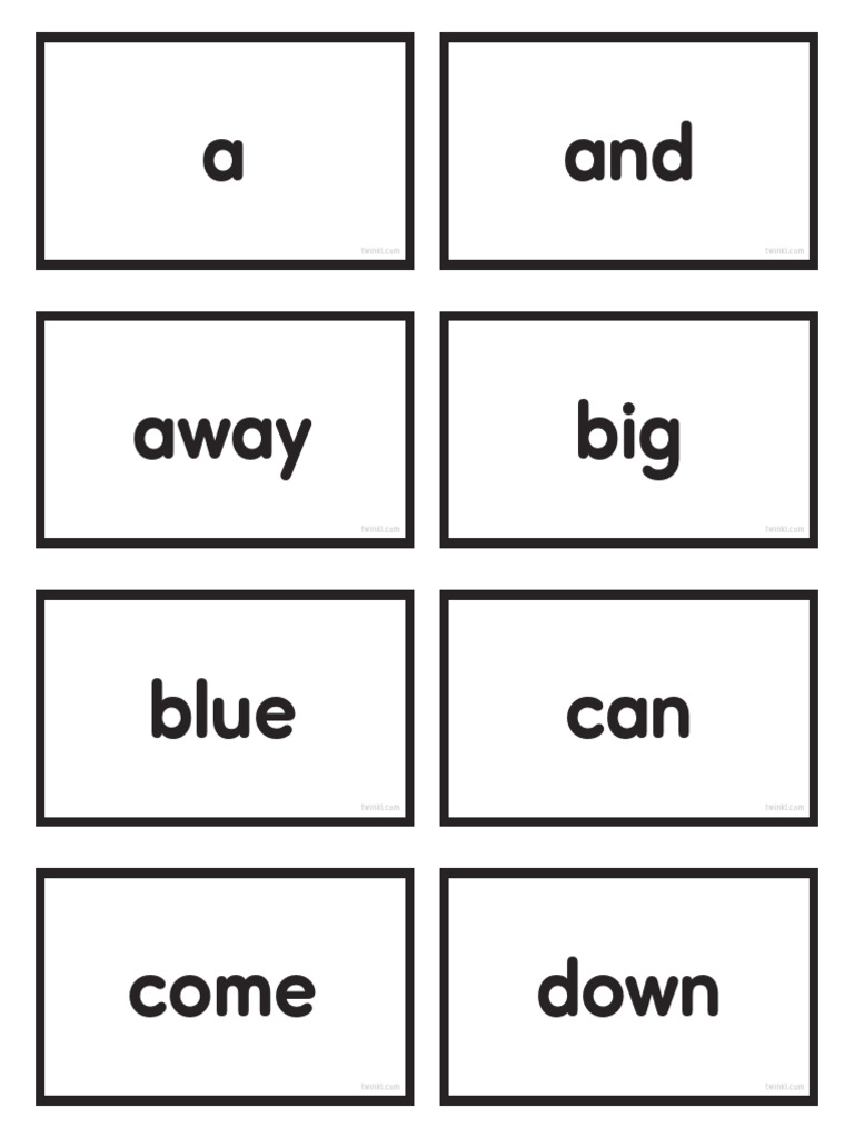 Bw Dolch Words- Pre-Primer Sight Words Flash Cards | PDF